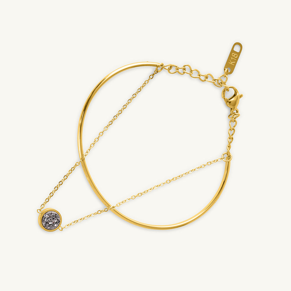Twin Layer Stone Cuff Bracelet