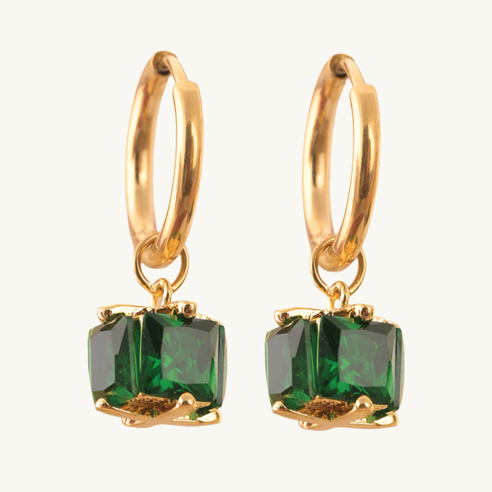 Emerald Gem Hoop Earrings