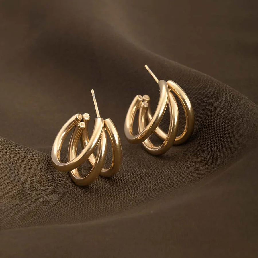 Three-Ring Hoop Earrings