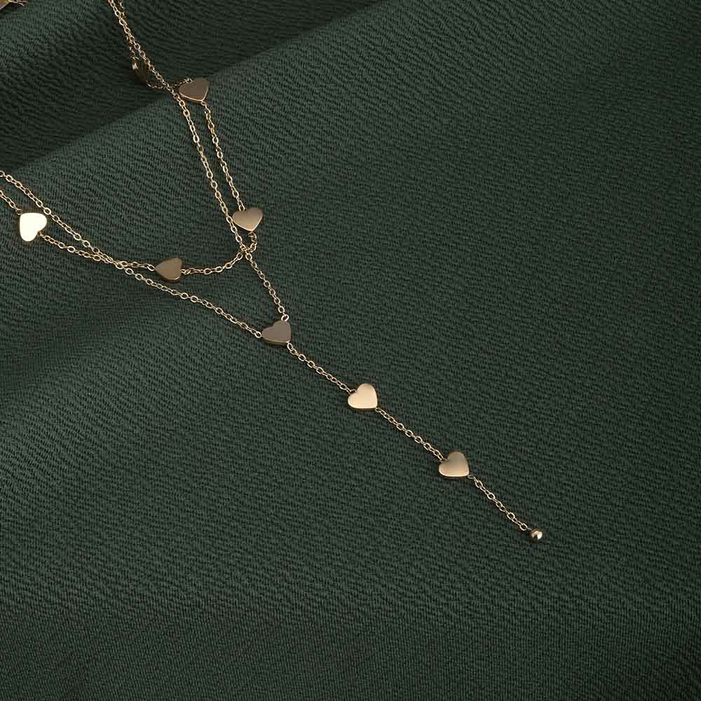 Double-Layered Heart Charm Necklace