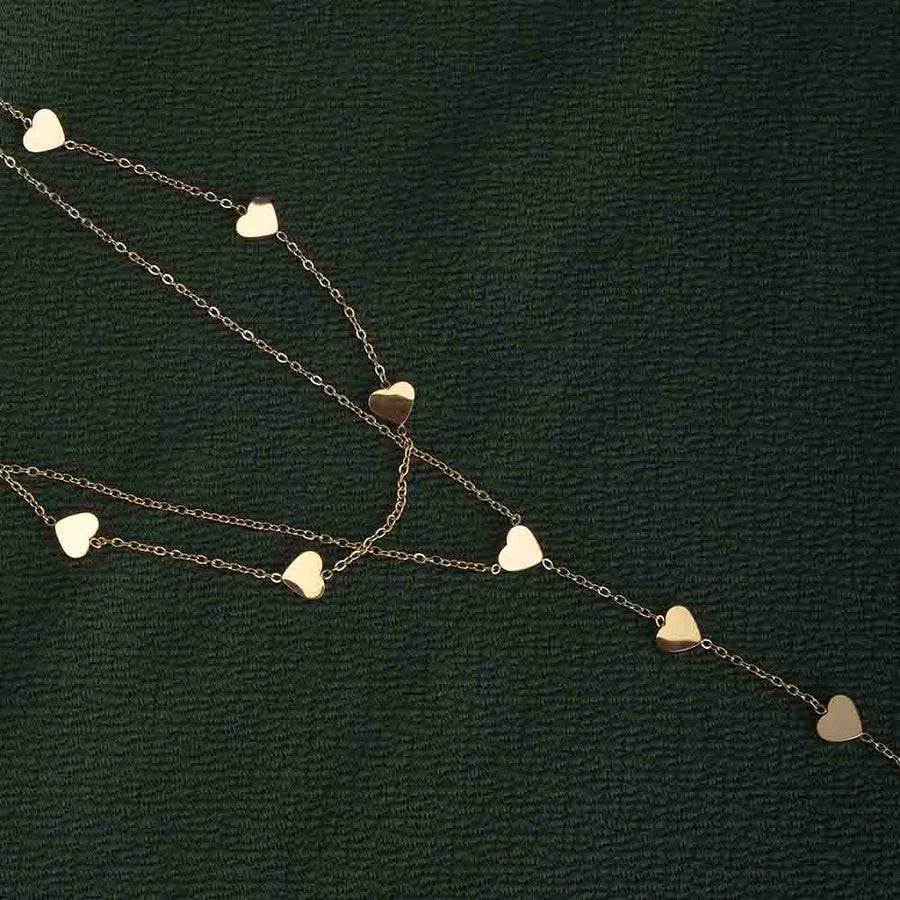 Double-Layered Heart Charm Necklace