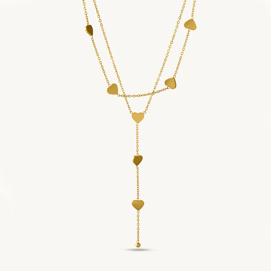 Double-Layered Heart Charm Necklace