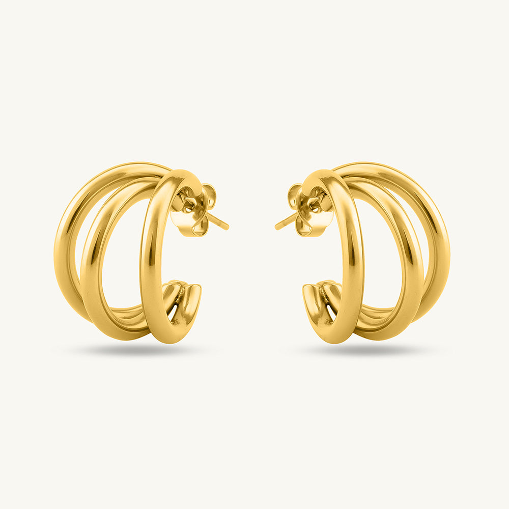 Three-Ring Hoop Earrings