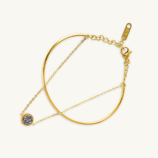 Twin Layer Stone Cuff Bracelet