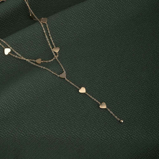 Double-Layered Heart Charm Necklace