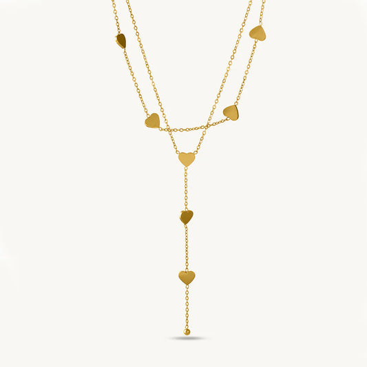 Double-Layered Heart Charm Necklace