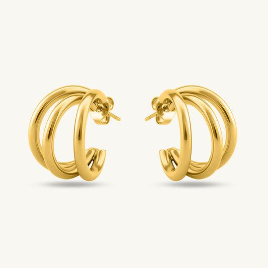 Three-Ring Hoop Earrings