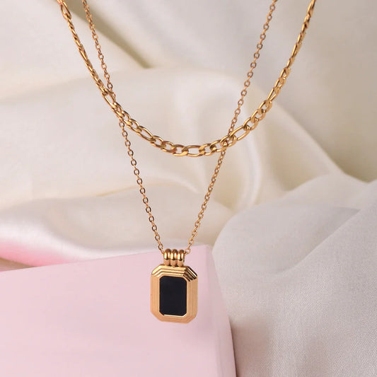 Black Onyx Dual Layer Necklace