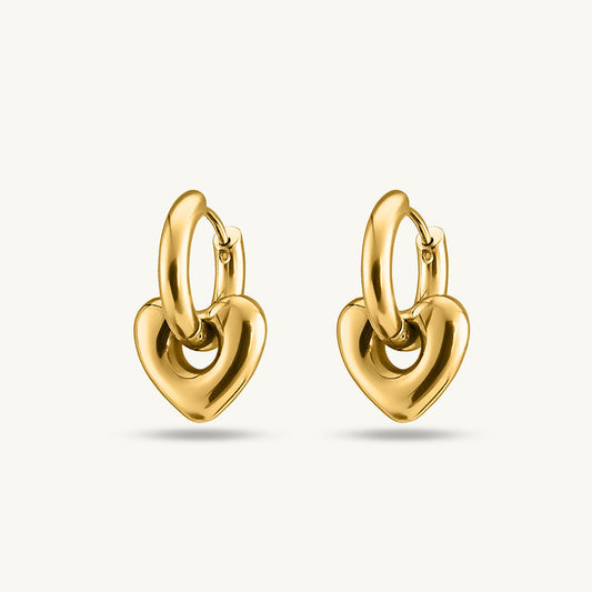 Golden Heart Hoop Earrings