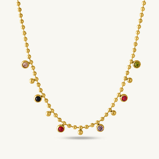 Gem Cascade Beaded Necklace